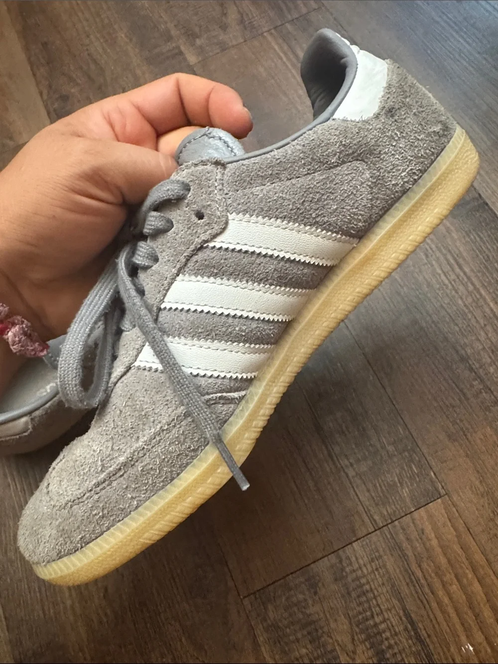 adidas Samba Suede Sneakers in Light Gray and White